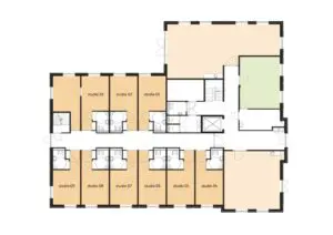 De plattegrond van de begane grond van Het Vechtdalhuis in Hardenberg voor mensen met dementie