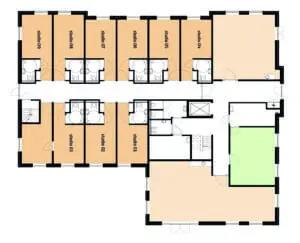 De plattegrond van de begane grond van Het Anjerhuis in Ridderkerk voor mensen met dementie