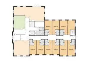 De plattegrond van de begane grond van Het Beatrixhuis in Roosendaal voor mensen met dementie
