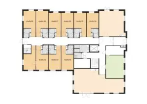 De plattegrond van de begane grond van Het Beemdhuis in Breda voor mensen met dementie