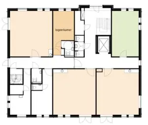 De plattegrond van de begane grond van Het Breeakkerhuis in 's-Hertogenbosch voor mensen met dementie