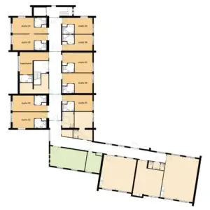 De plattegrond van de begane grond van Het Drostenhuis in Coevorden voor mensen met dementie