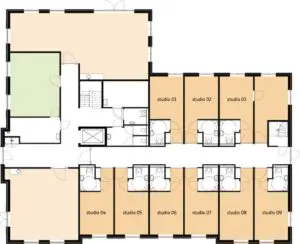 De plattegrond van de begane grond van Het Havezatenhuis in Hengelo voor mensen met dementie