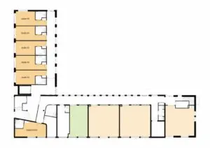 De plattegrond van de begane grond van Het Houwinghuis in Den Helder voor mensen met dementie