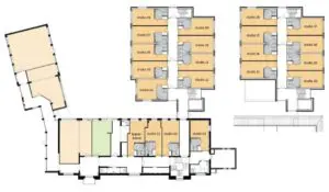 De plattegrond van de begane grond van Het Hovenhuis in Varsseveld voor mensen met dementie