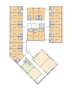 De plattegrond van de begane grond van Het Anjerhuis in Ridderkerk voor mensen met dementie