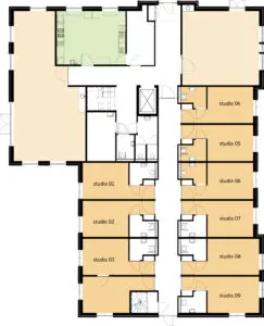 De plattegrond van de begane grond van Het Kulckhuis in Hellevoetsluis voor mensen met dementie
