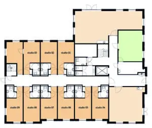 De plattegrond van de begane grond van Het Oosterhuis in Oosterwolde voor mensen met dementie