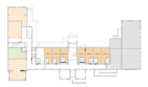 De plattegrond van de begane grond van Het Poirtershuis in Oisterwijk voor mensen met dementie