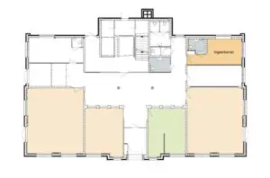 De plattegrond van de begane grond van Het Prins Hendrikhuis in Winterswijk voor mensen met dementie