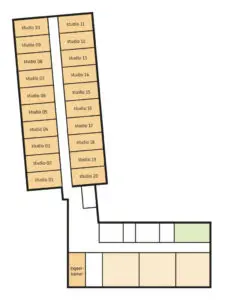 De plattegrond van de begane grond van Het Vandermolenhuis in Lochem voor mensen met dementie