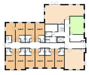 De plattegrond van de begane grond van Het Vlisthuis in Schoonhoven voor mensen met dementie
