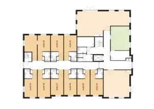 De plattegrond van de begane grond van Het Voetelinkhuis in Steenwijk voor mensen met dementie