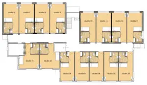 De plattegrond van de eerste verdieping van Het Zevenheuvelenhuis in Groesbeek voor mensen met dementie