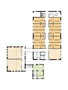 plattegrond van de begane grond van Het Schuytgraafhuis in Arnhem
