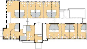 Plattegrond van de begane grond van Het Langenlindenhuis in Boxtel