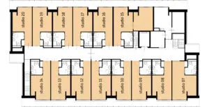 Plattegrond van de eerste verdieping van de woonzorglocatie Het Buitenvestehuis in Steenbergen