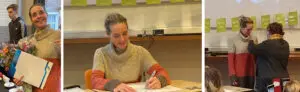 Foto van blogger die handtekening zet onder haar diploma GVP. Ze volgde de opleiding bij Dagelijks Leven.