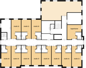 plattegrond van de eerste verdieping van Het Elderomhuis in Boxmeer
