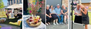 Vierluik foto's van het tuinfestival waarmee Het Prins Hendrikhuis in Winterswijk het 5-jarig bestaan vierde. Met een foto van een foodtruck, een foto van een door de bewoners met dementie gemaakt bloemstuk, 2 bewoners tussen hun kinderen en een bewoonster met een medewerkster bij de photobooth. 